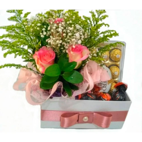Caixa de Flores com Chocolate